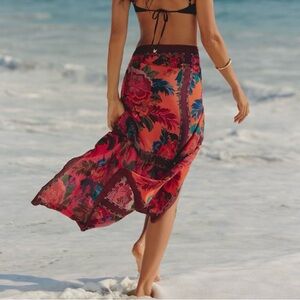 NWT Farm Rio Anthropologie Silky Scarf Sarong Resortwear Beach Coverup Boho